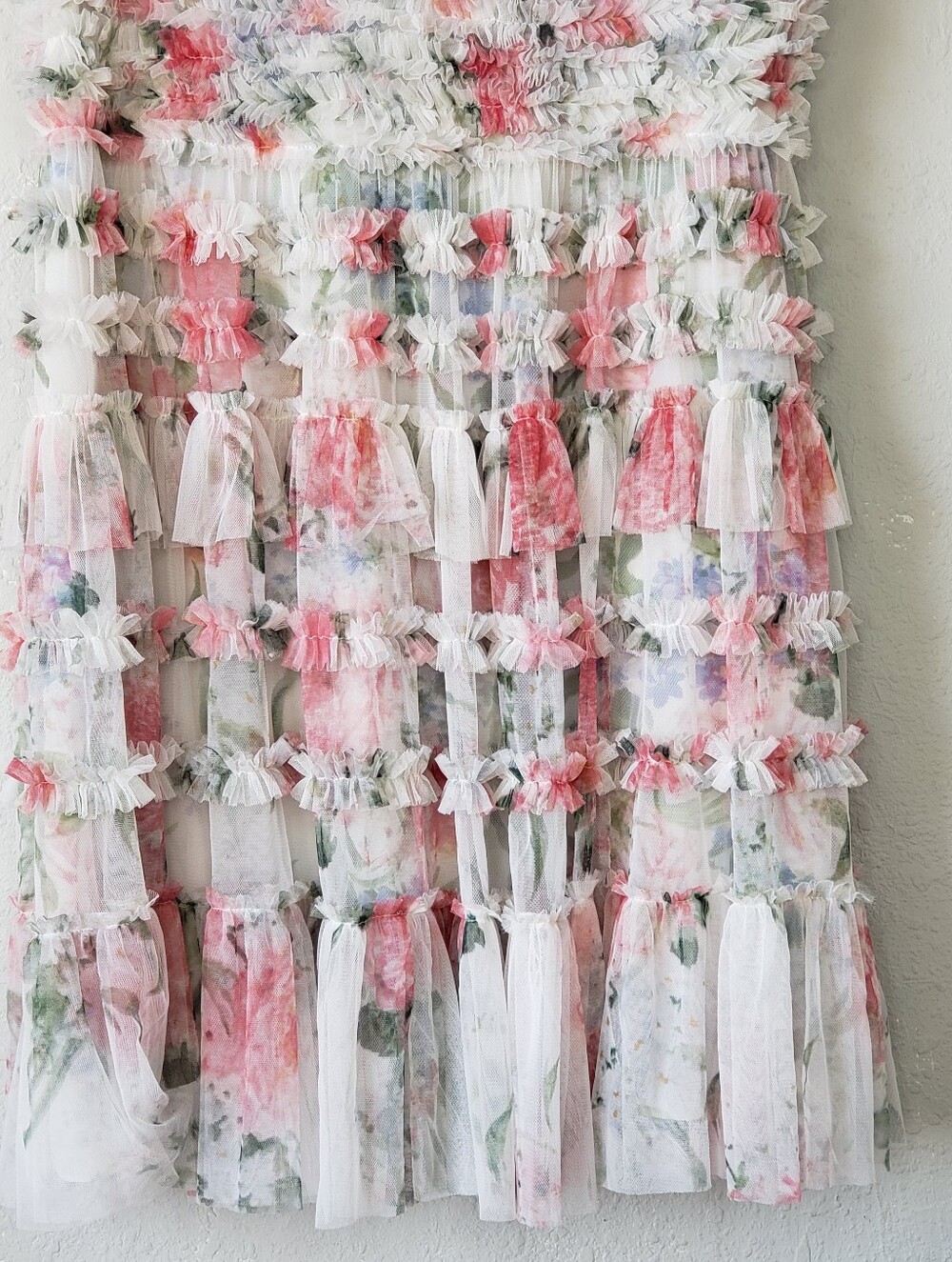 Needle & Thread Sweet Posy Ruffle Mini Dress Pink Floral Textured Romantic - Picture 3 of 14
